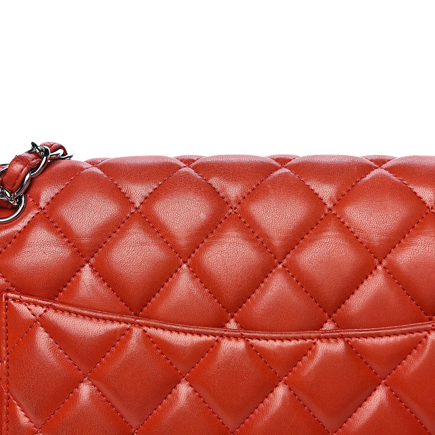Lambskin Quilted Jumbo Double Flap Red