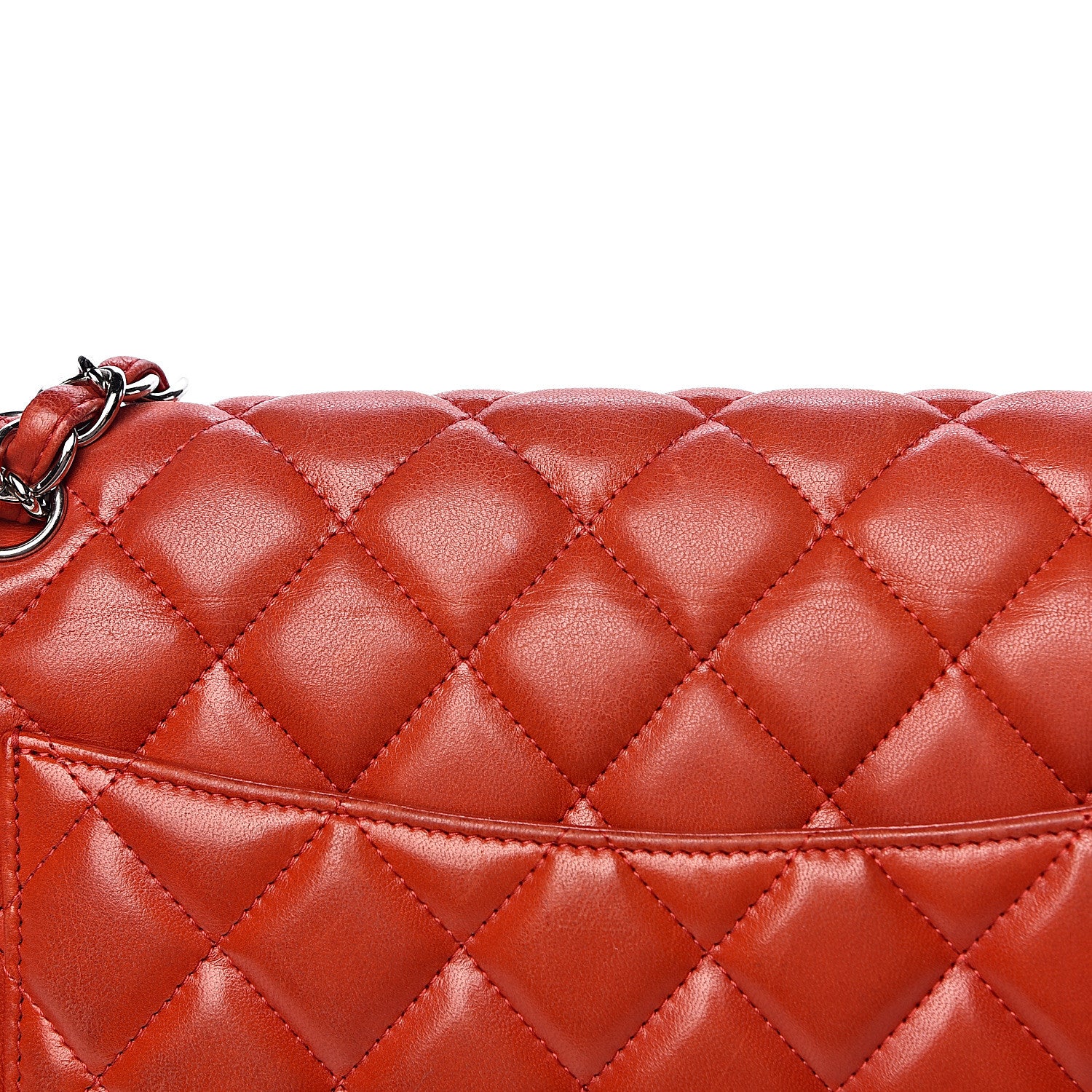 Chanel Lambskin Quilted Jumbo Double Flap Red 15 of 18