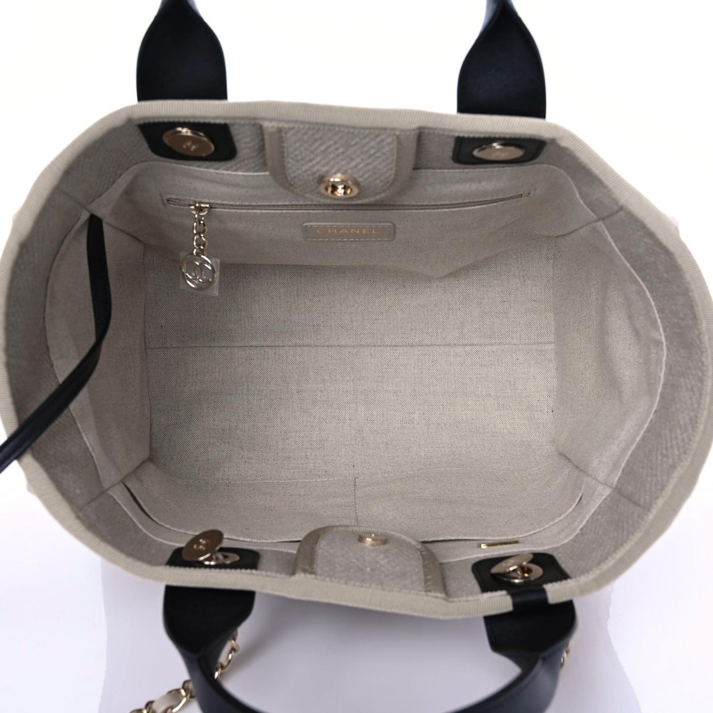 Mixed Fibers Small Deauville Tote Beige Black