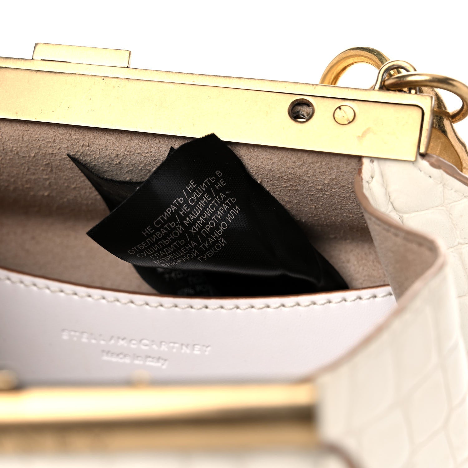 Stella McCartney Crocodile Embossed Structured Shoulder Bag White 7 of 14