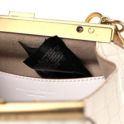 Stella McCartney Crocodile Embossed Structured Shoulder Bag White 7 of 14