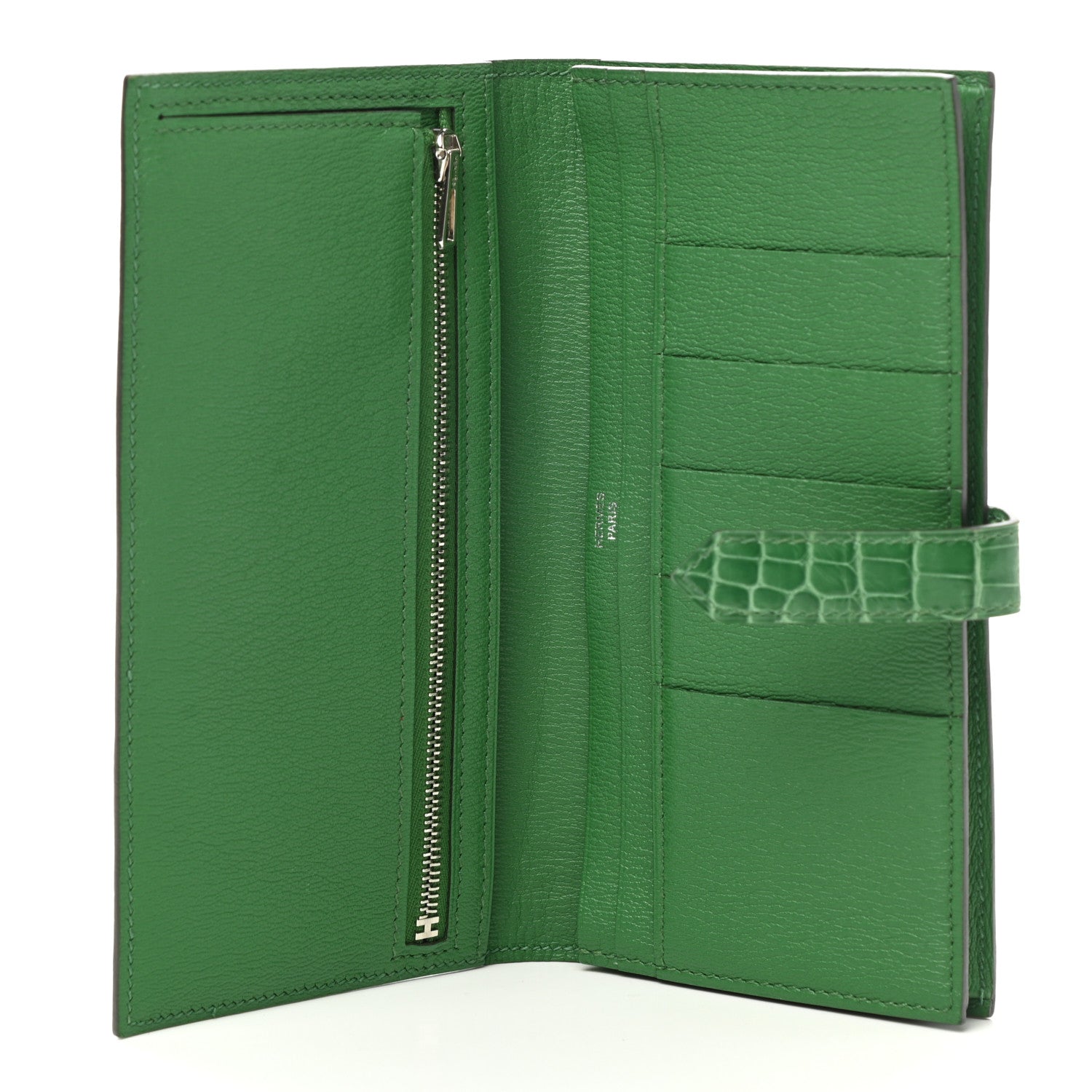 Hermes Shiny Alligator Bearn Wallet Cactus 5 of 8