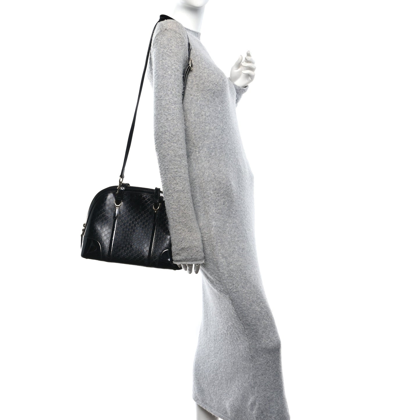 Patent Microguccissima Small Nice Top Handle Dome Bag Black