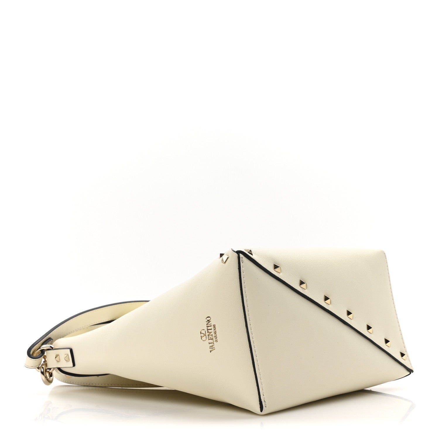 Valentino Garavani Calfskin Rockstud Wispy Bucket Bag Ivory 4 of 10