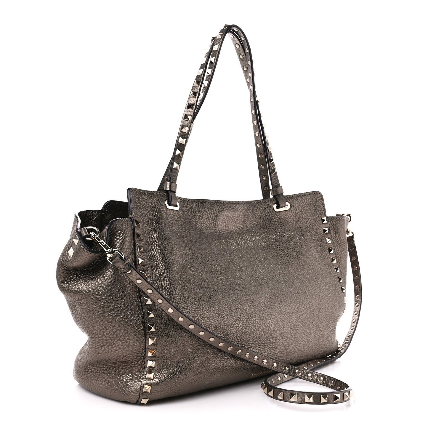 Metallic Calfskin Medium Rockstud Tote Sasso