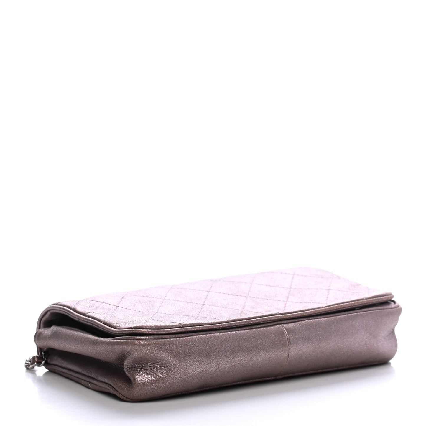 Metallic Lambskin Quilted Wallet On Chain WOC Lilac