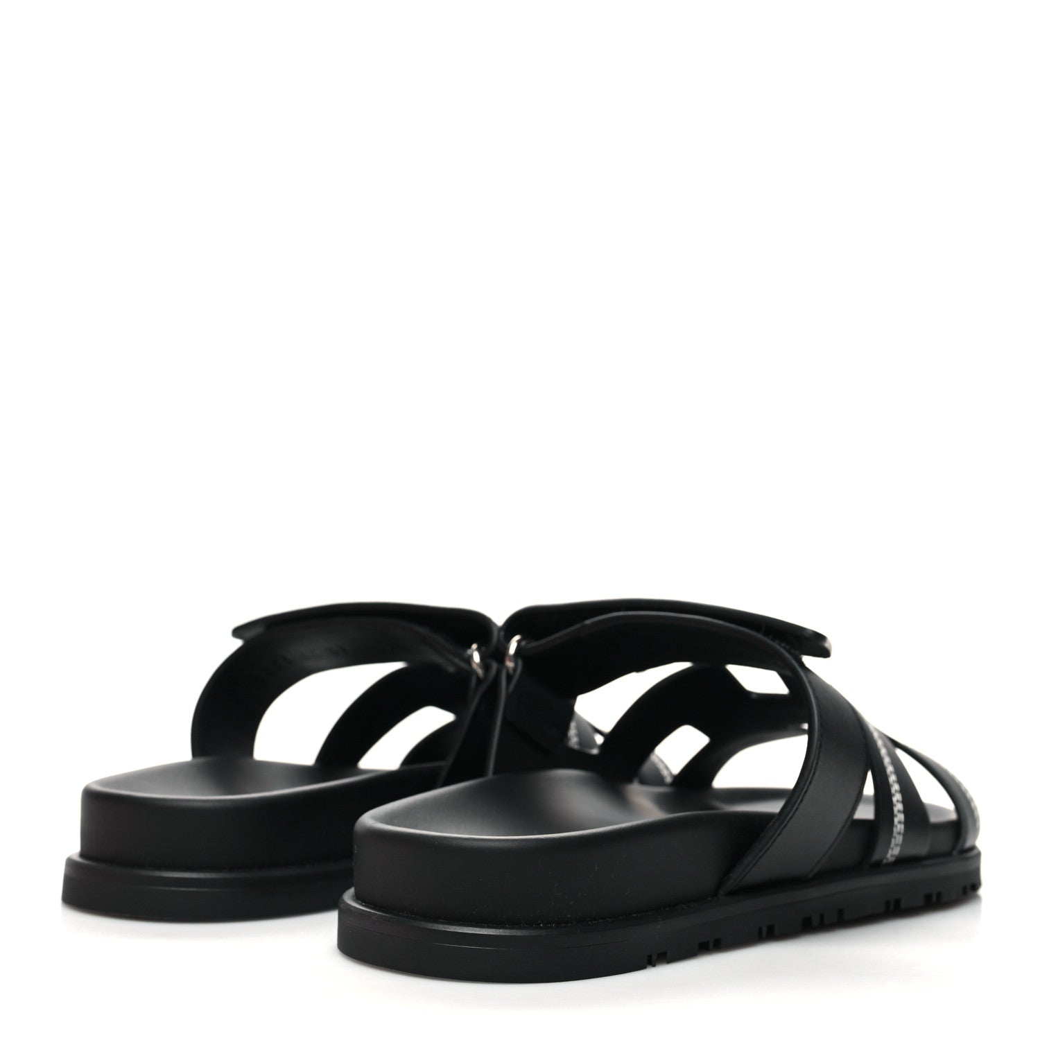 Hermes Calfskin Womens Embroidered Chypre Sandals 37 Black 4 of 8