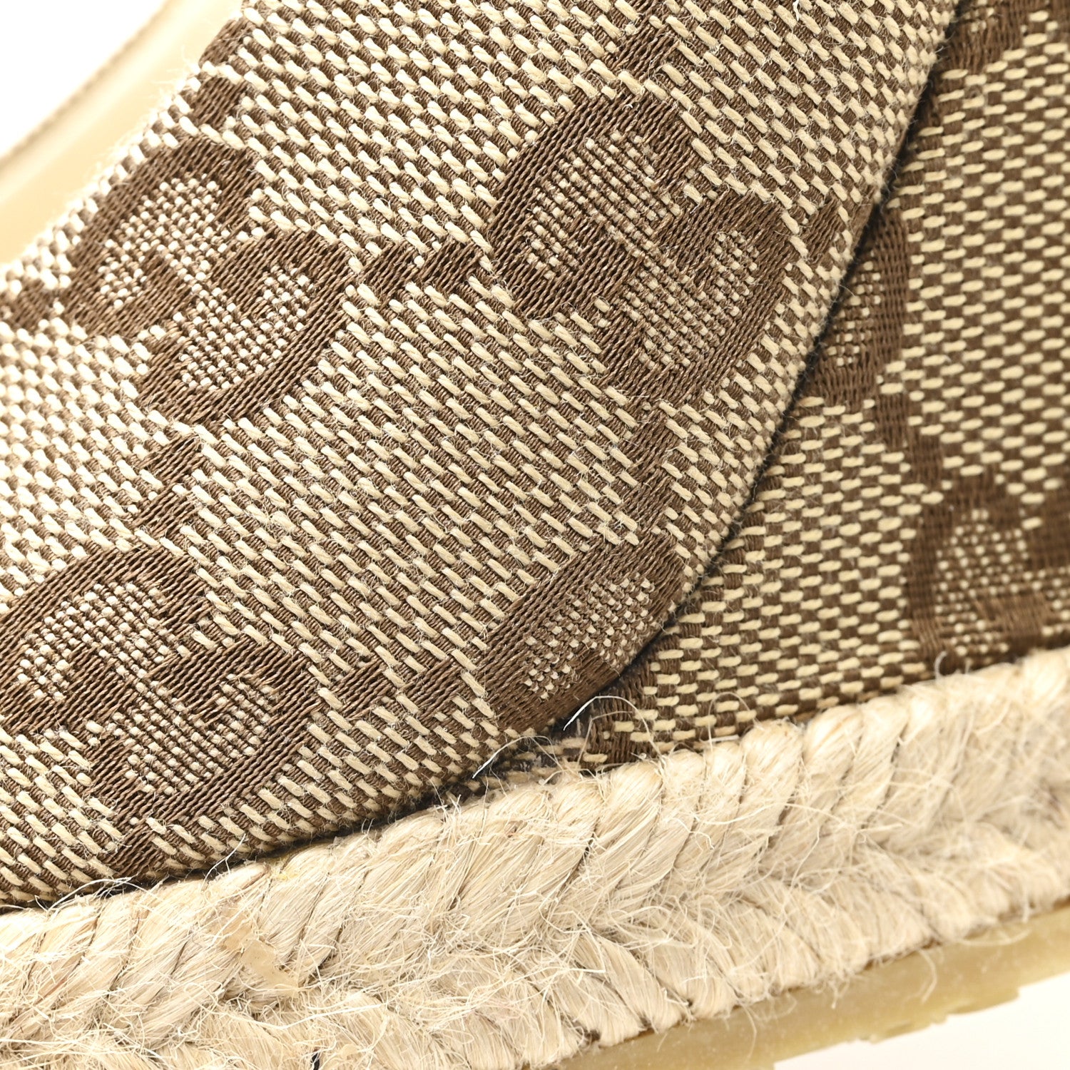 Gucci Monogram Horsebit Open Toe Espadrille Wedges 36 Beige 10 of 10