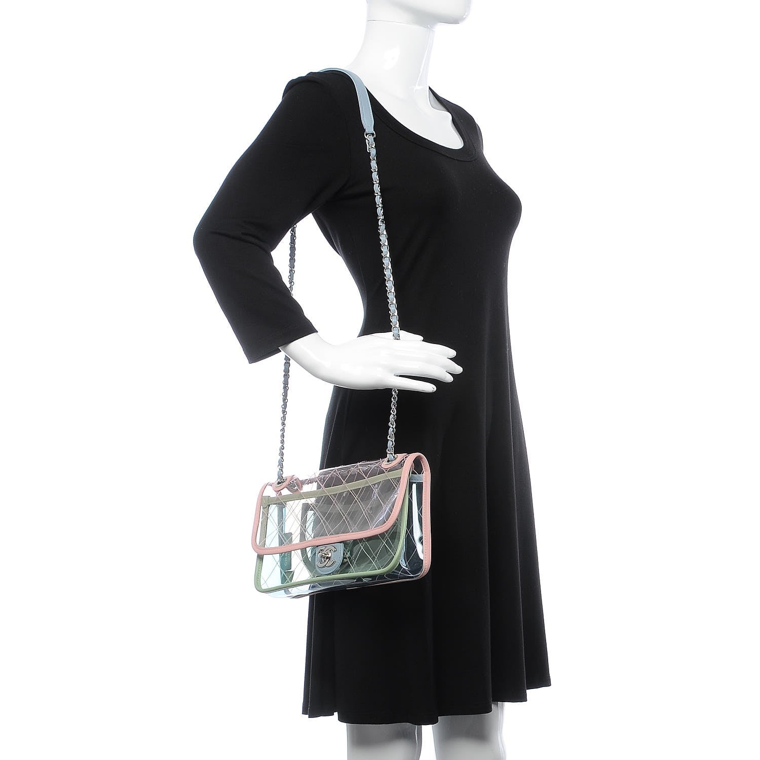 Chanel Lambskin PVC Quilted Medium Coco Splash Flap Blue Green 2 of 8