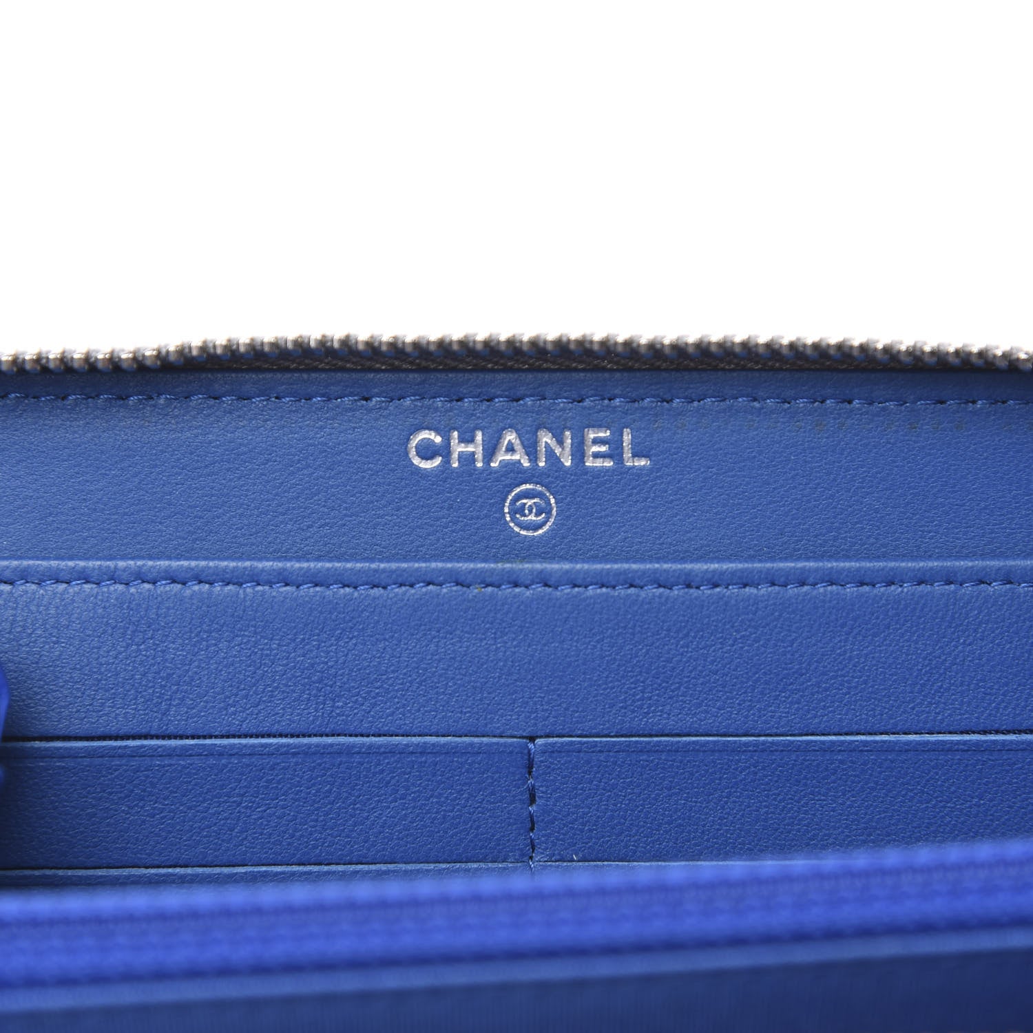 Chanel Metallic Lambskin Quilted Large Gusset Zip Around Wallet Silver Multicolor 5 of 12