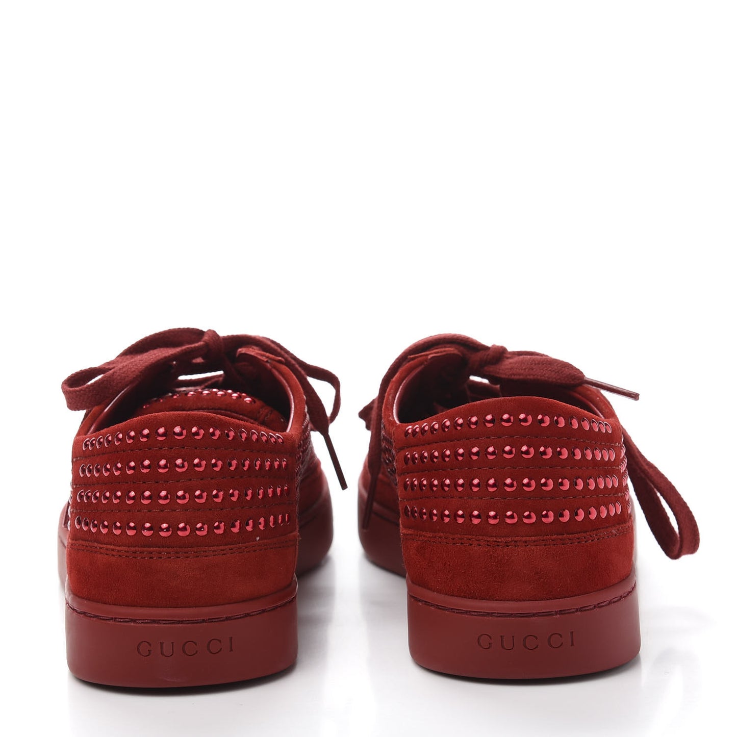 Suede Crystal Studded Sneaker 6 Red