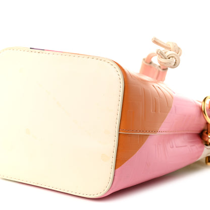 Fendi Vitello King F is Fendi FF Embossed Striped Mini Mon Tresor Bucket Bag Light Rose Multicolor White Ice 10 of 12