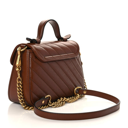 Gucci Azalea Calfskin Matelasse Diagonal Mini GG Marmont Top Handle Shoulder Bag Cuir 2 of 7