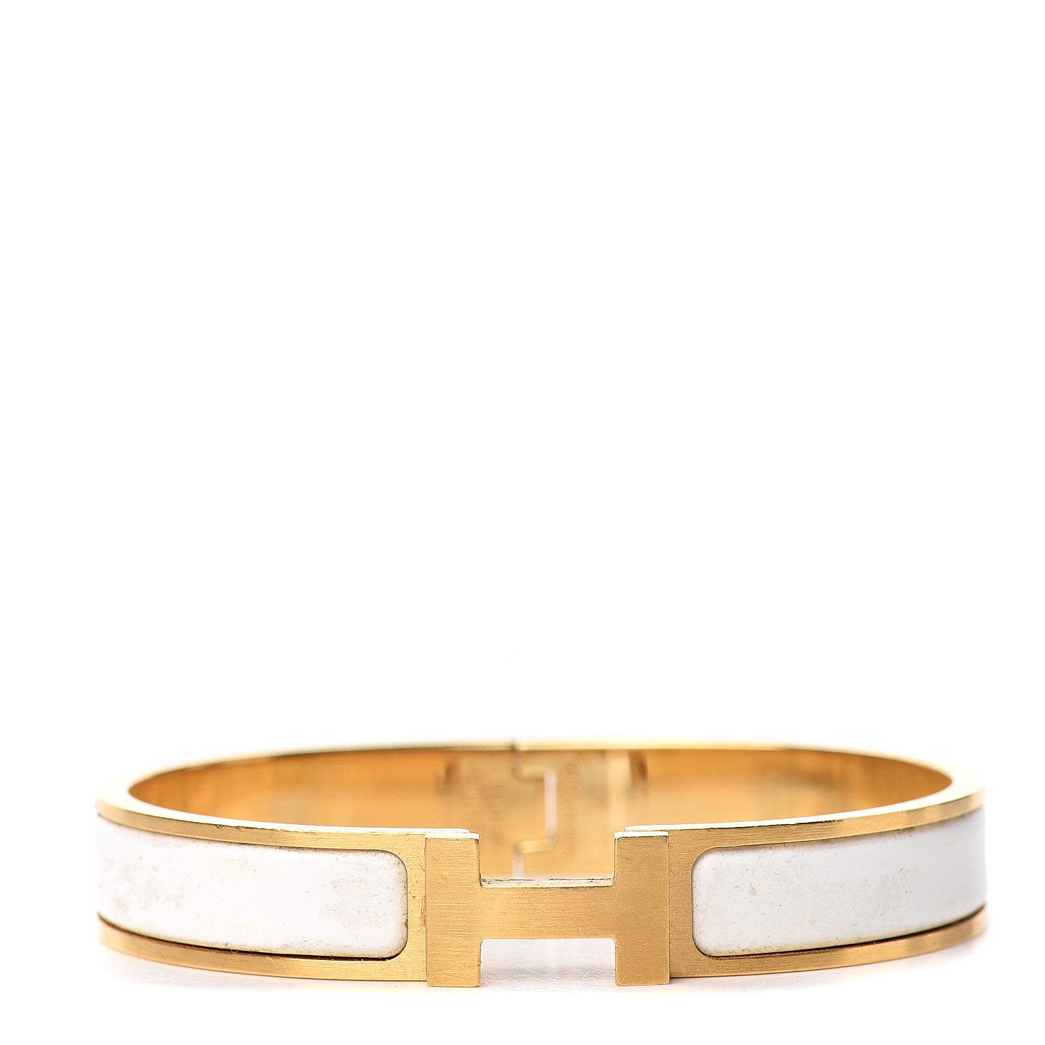 Hermes Enamel Narrow Clic Clac HH Bracelet T6 White 1 of 7