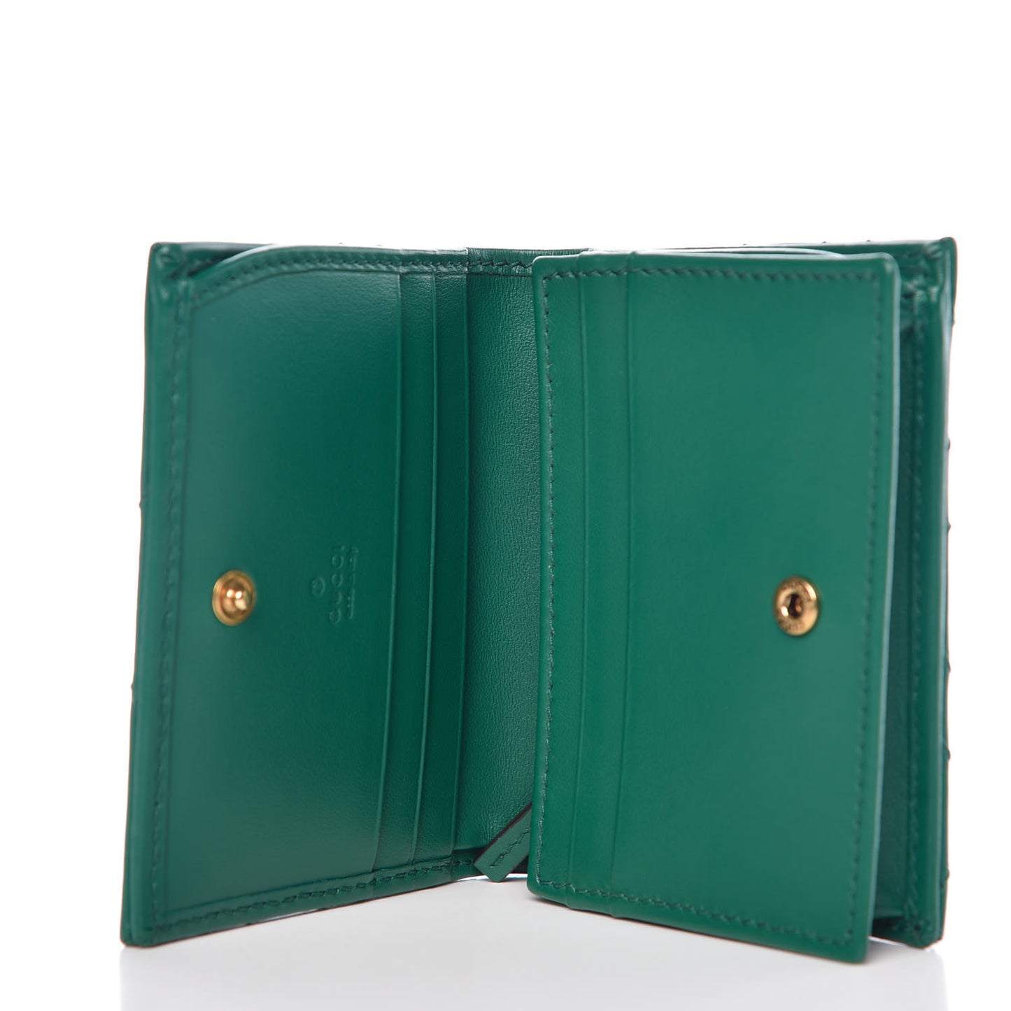Calfskin Matelasse GG Marmont Card Case Wallet Emerald