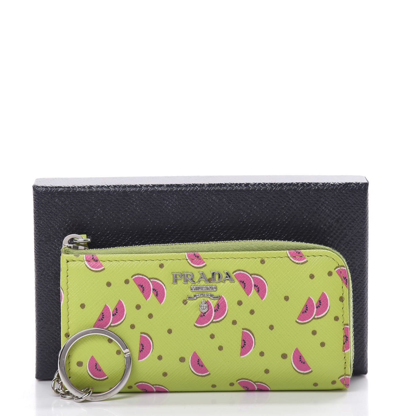 Saffiano Watermelon Print Zip Key Pouch Erba