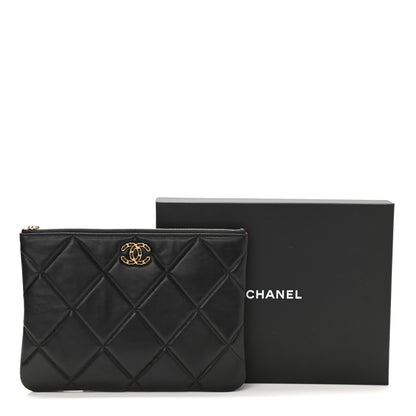 Chanel Goatskin Quilted Large Chanel 19 Pouch Black 11 of 11
