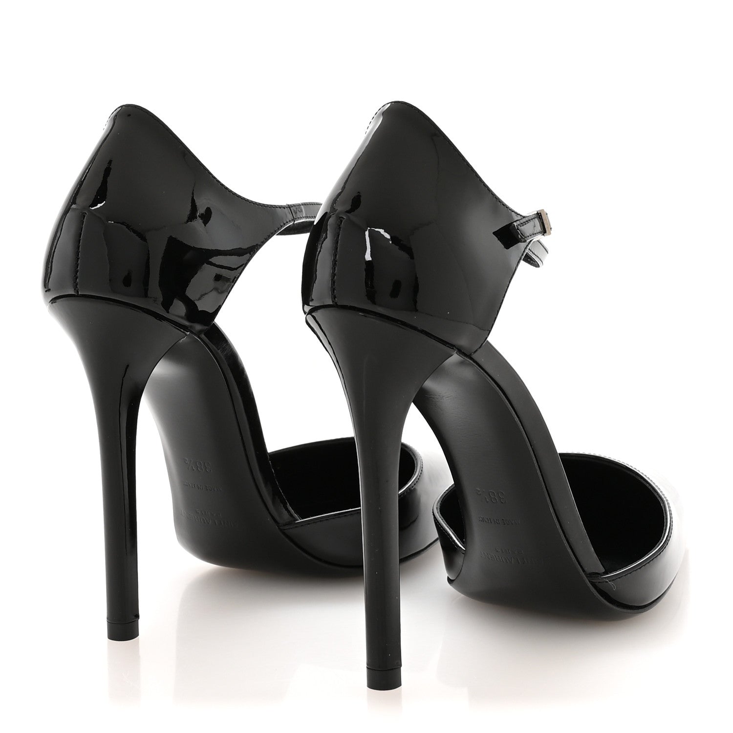 Saint Laurent Vernice Grupy Avenue 110 Ankle Strap Pointed Pumps 38.5 Black 5 of 9