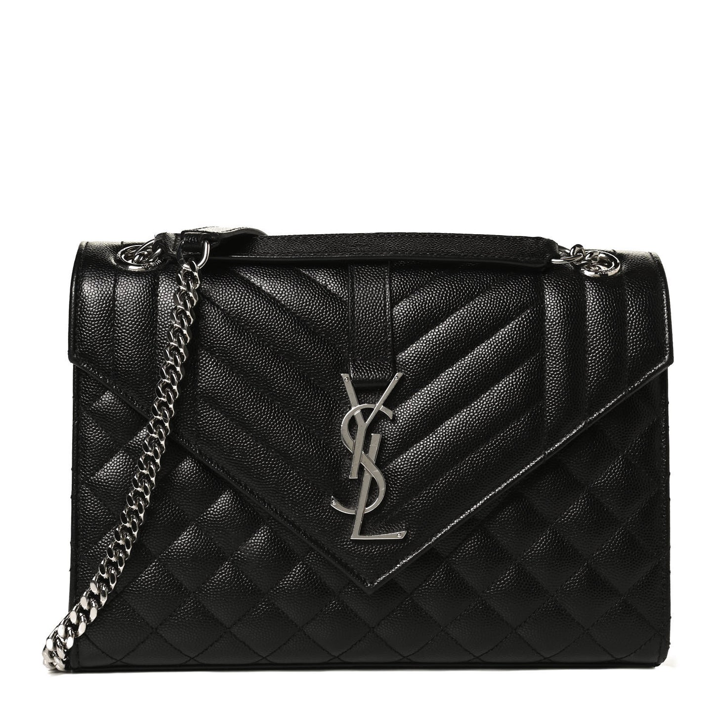 Grain De Poudre Textured Mixed Matelasse Triquilt Medium Monogram Satchel Black