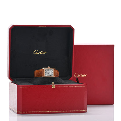 Cartier 18K Pink Gold Alligator 22mm Tank Louis Manual Winding Watch Brown 5 of 5