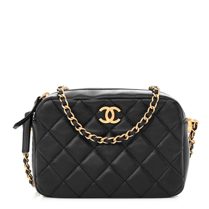 Chanel Lambskin Quilted CC Pearl Crush Camera Case Black 1 of 10