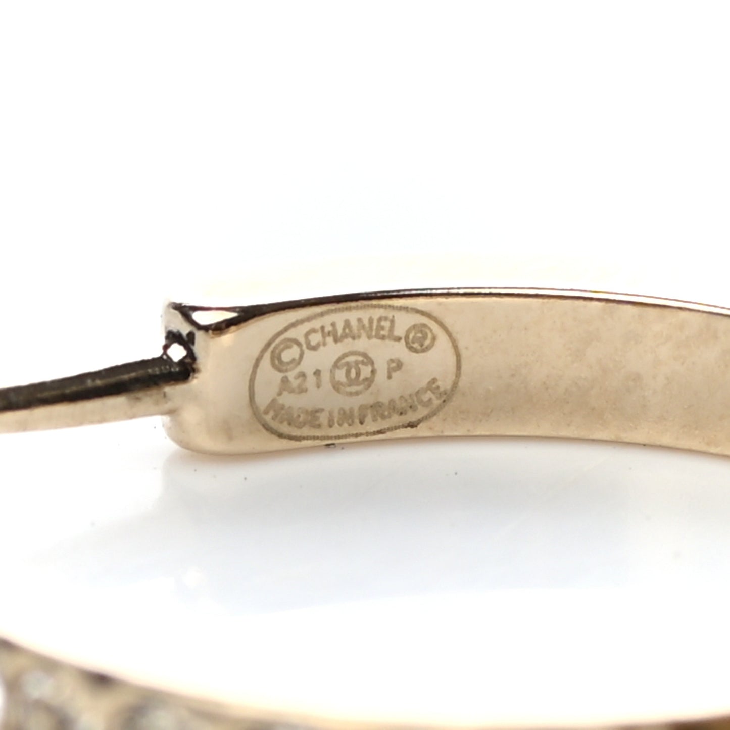 Crystal Lock Symbols Logo CC Hoop Drop Earrings Gold