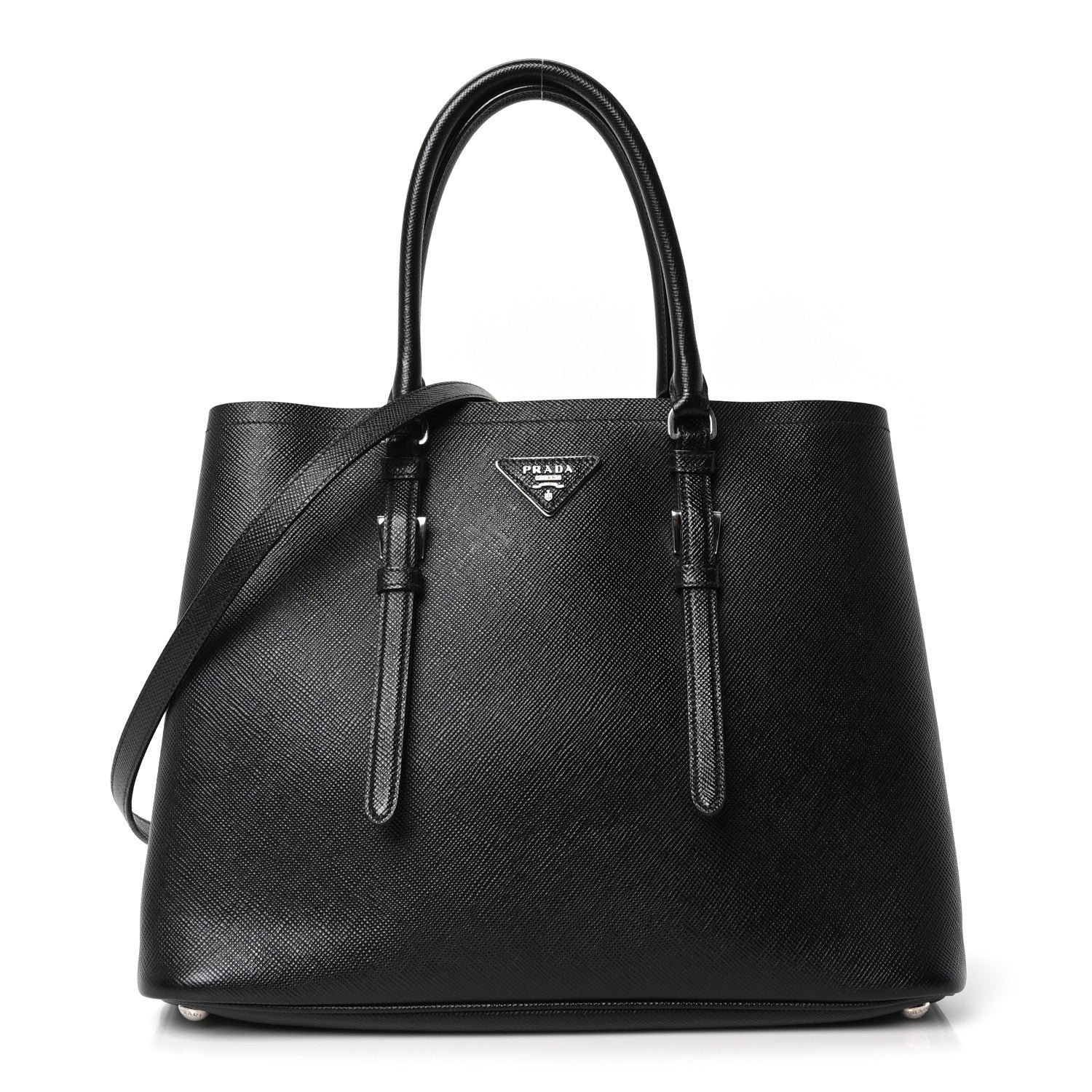 Prada Saffiano Cuir Medium Double Handle Tote Black 1 of 9