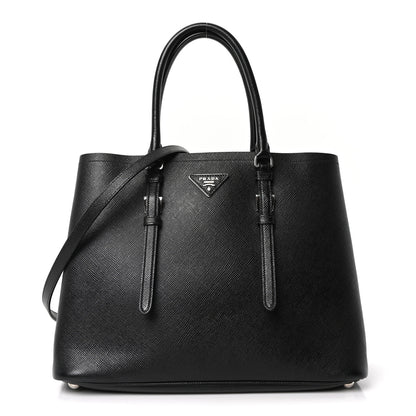 Prada Saffiano Cuir Medium Double Handle Tote Black 1 of 9