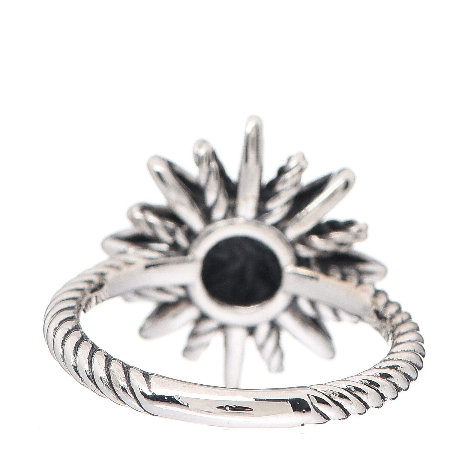 David Yurman Sterling Silver Diamond 16mm Starburst Ring 54 6.75 3 of 4