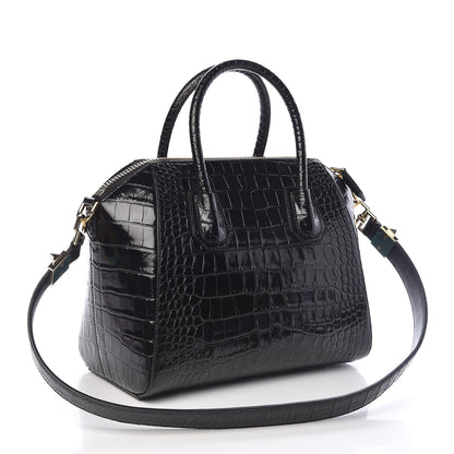 Givenchy Calfskin Crocodile Embossed Small Antigona Black 3 of 10