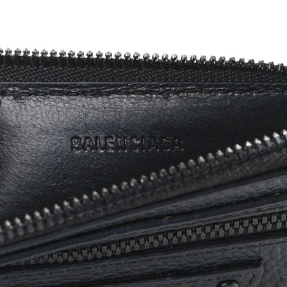 Balenciaga Grained Calfskin Monochrome Neo Classic Brass Hardware Long Coin Case Card Holder Black 6 of 8