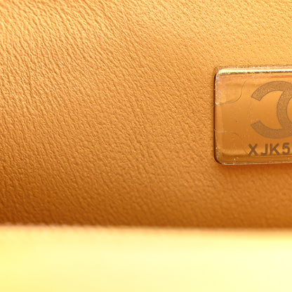 Chanel Lambskin Quilted Bi-Color Mini Top Handle Rectangular Flap Light Brown Yellow 7 of 11