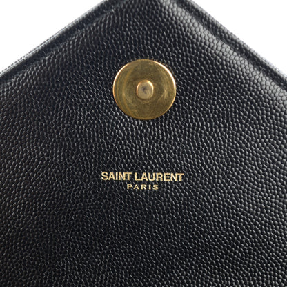 Saint Laurent Grain De Poudre Matelasse Chevron Large Monogram Satchel Black 6 of 8