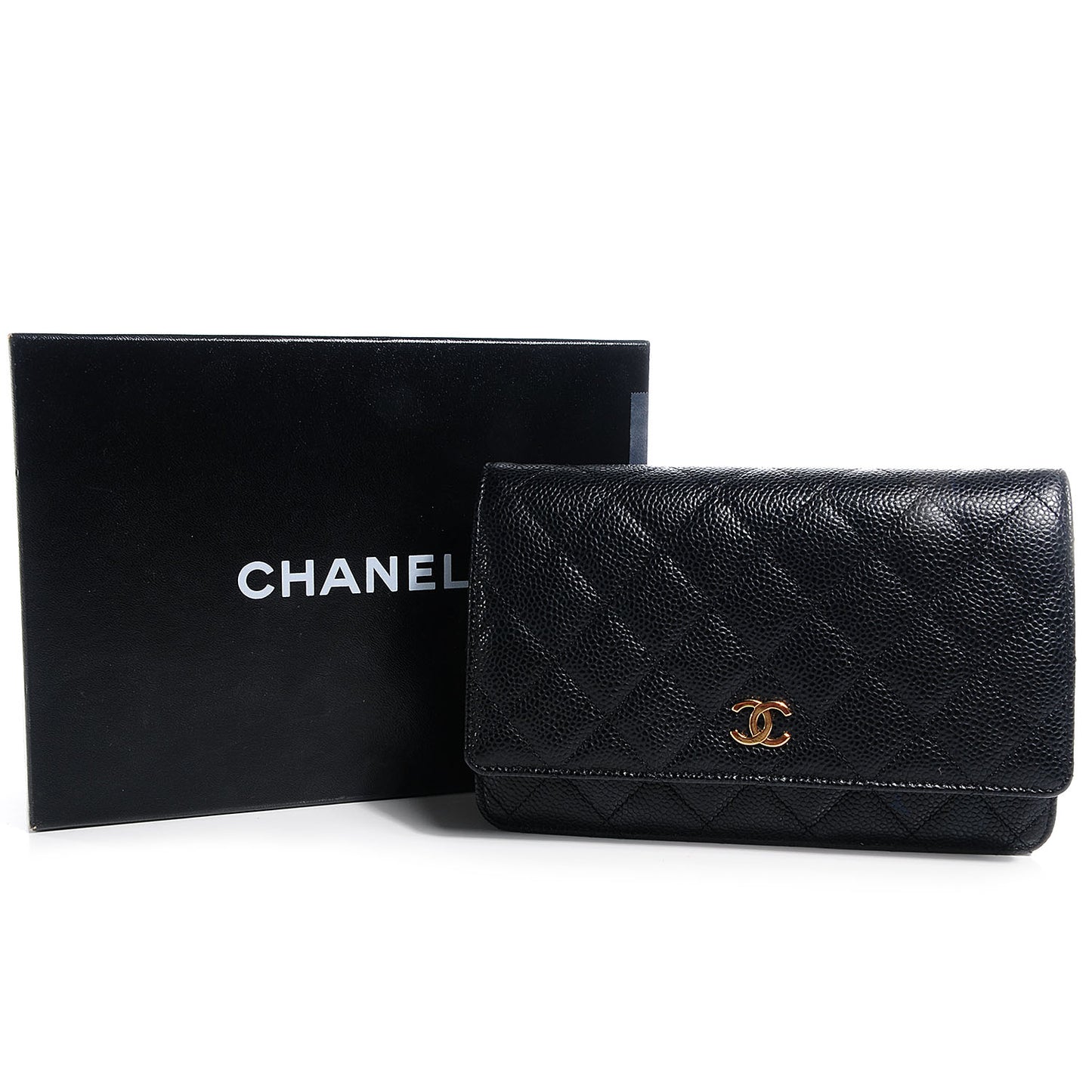 Caviar Quilted Wallet On Chain WOC Black