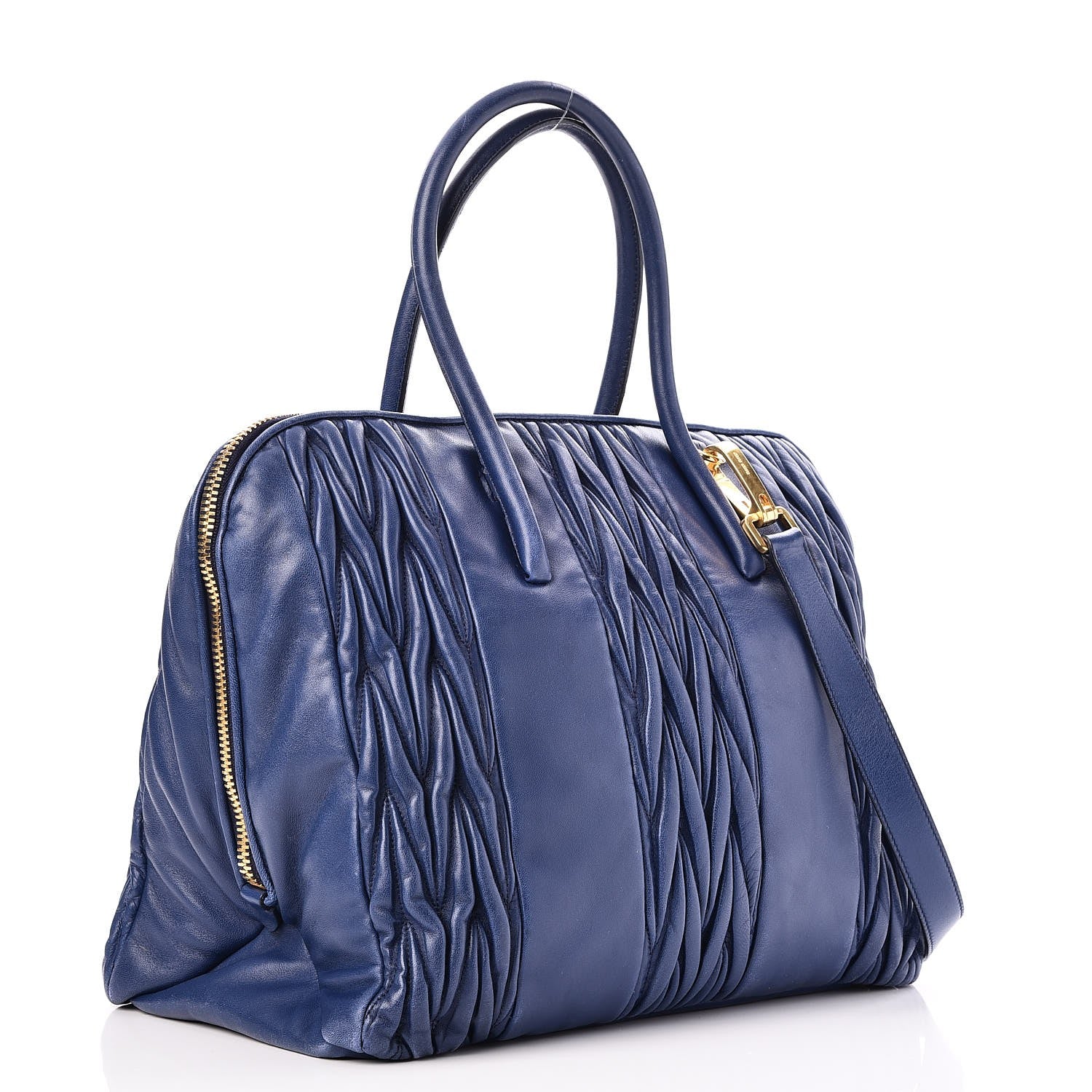 Miu Miu Nappa Matelasse Tote Blue 4 of 14