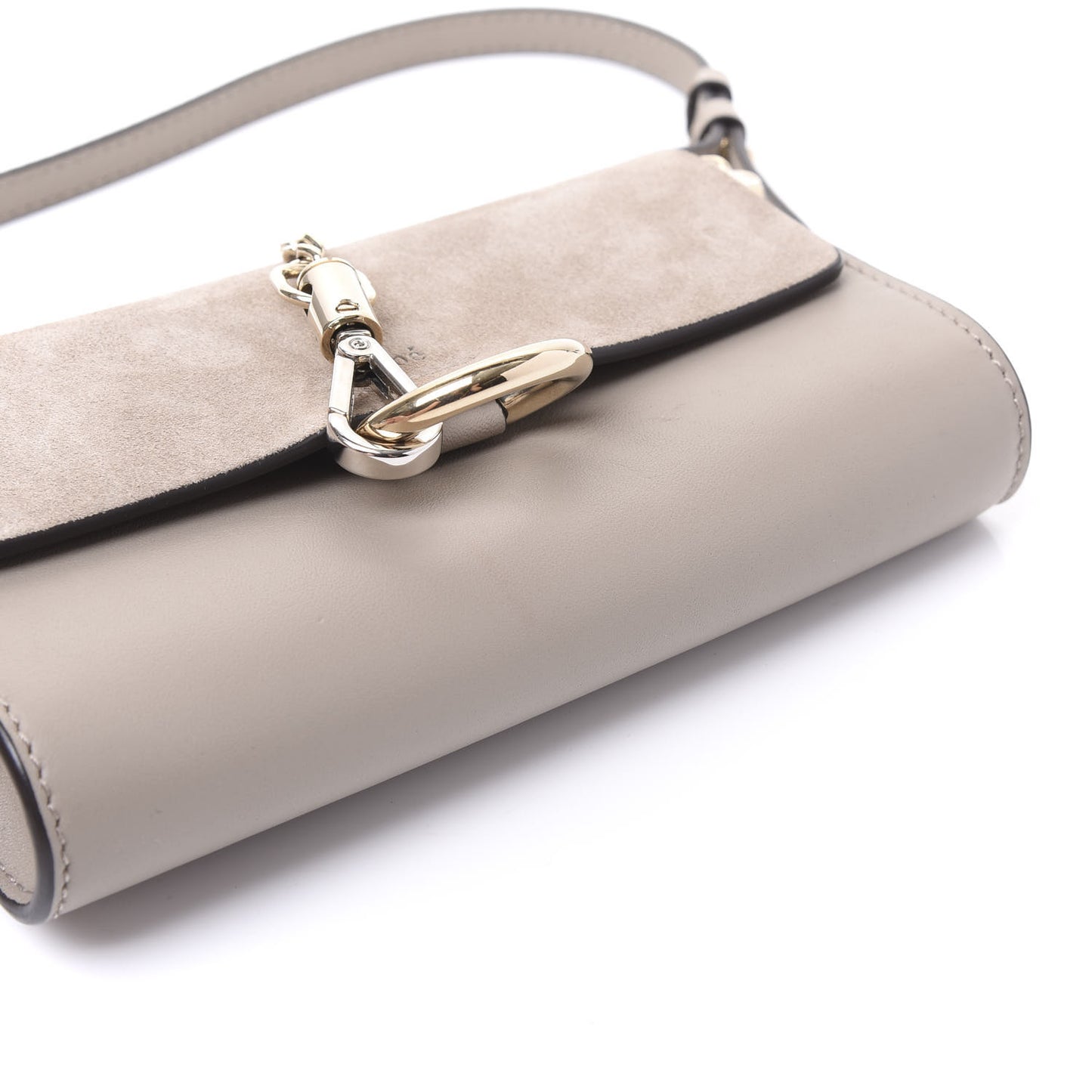 Suede Calfskin Mini Faye Shoulder Bag Motty Grey
