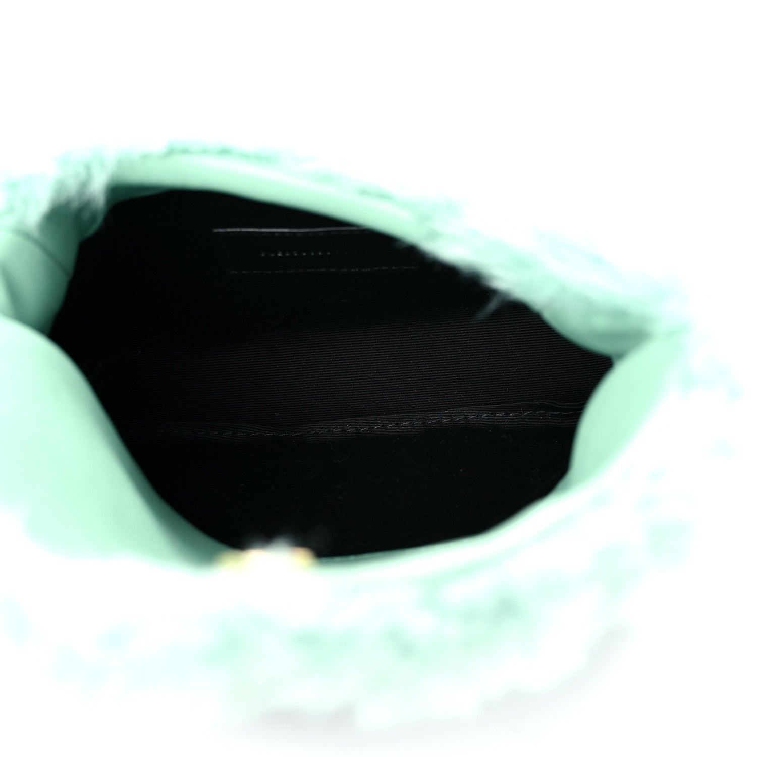 Saint Laurent Shearling Quilted Monogram Loulou Puffer Pouch Clutch Iced Mint 7 of 11