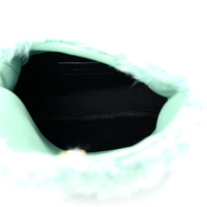 Saint Laurent Shearling Quilted Monogram Loulou Puffer Pouch Clutch Iced Mint 7 of 11