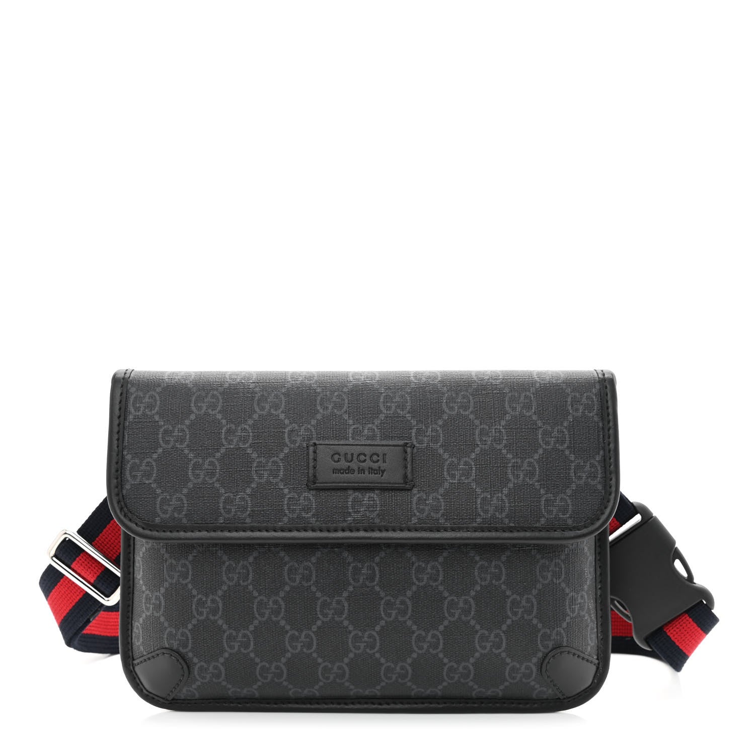 Gucci GG Supreme Monogram Web Slim Belt Bag Black Grey 1 of 11
