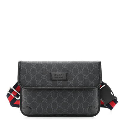 Gucci GG Supreme Monogram Web Slim Belt Bag Black Grey 1 of 11