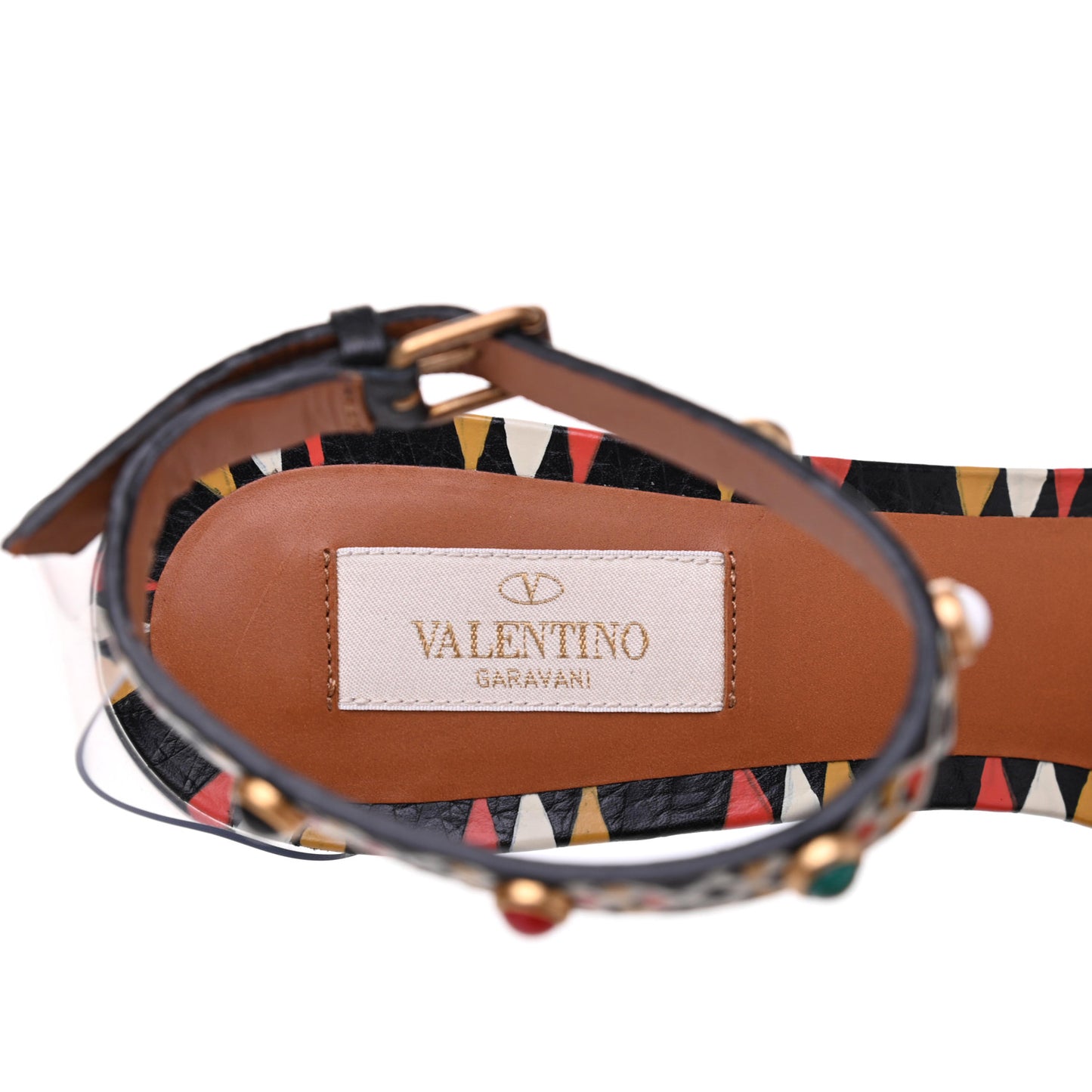 Calfskin Hand Painted Ankle Strap Sandals 39.5 Multicolor