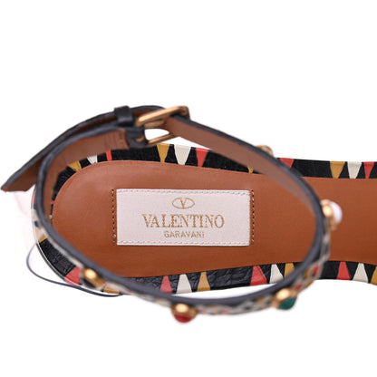 Valentino Garavani Calfskin Hand Painted Ankle Strap Sandals 39.5 Multicolor 7 of 9