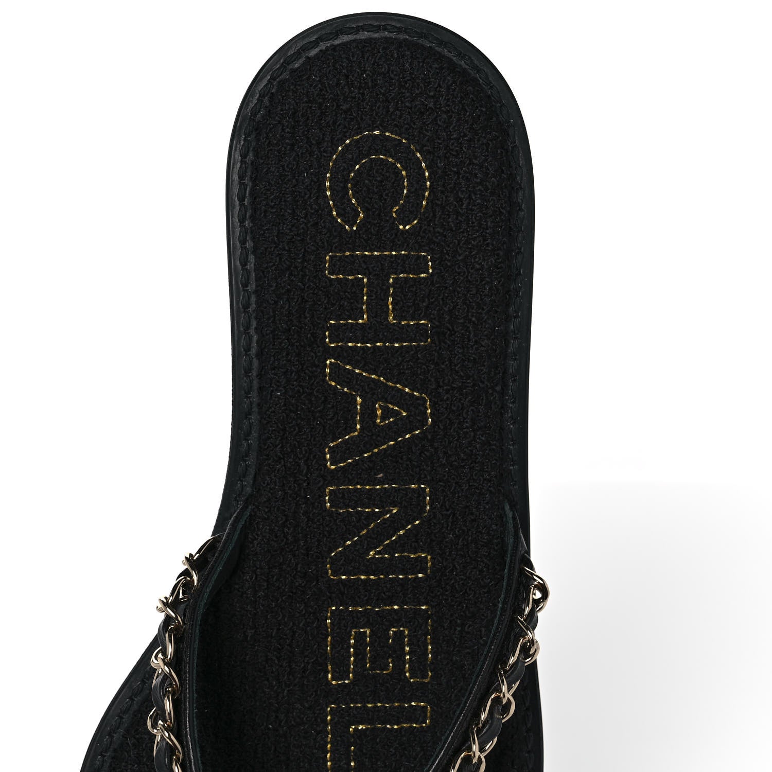 Chanel Lambskin CC Chain Thong Sandals 36 Black 7 of 9