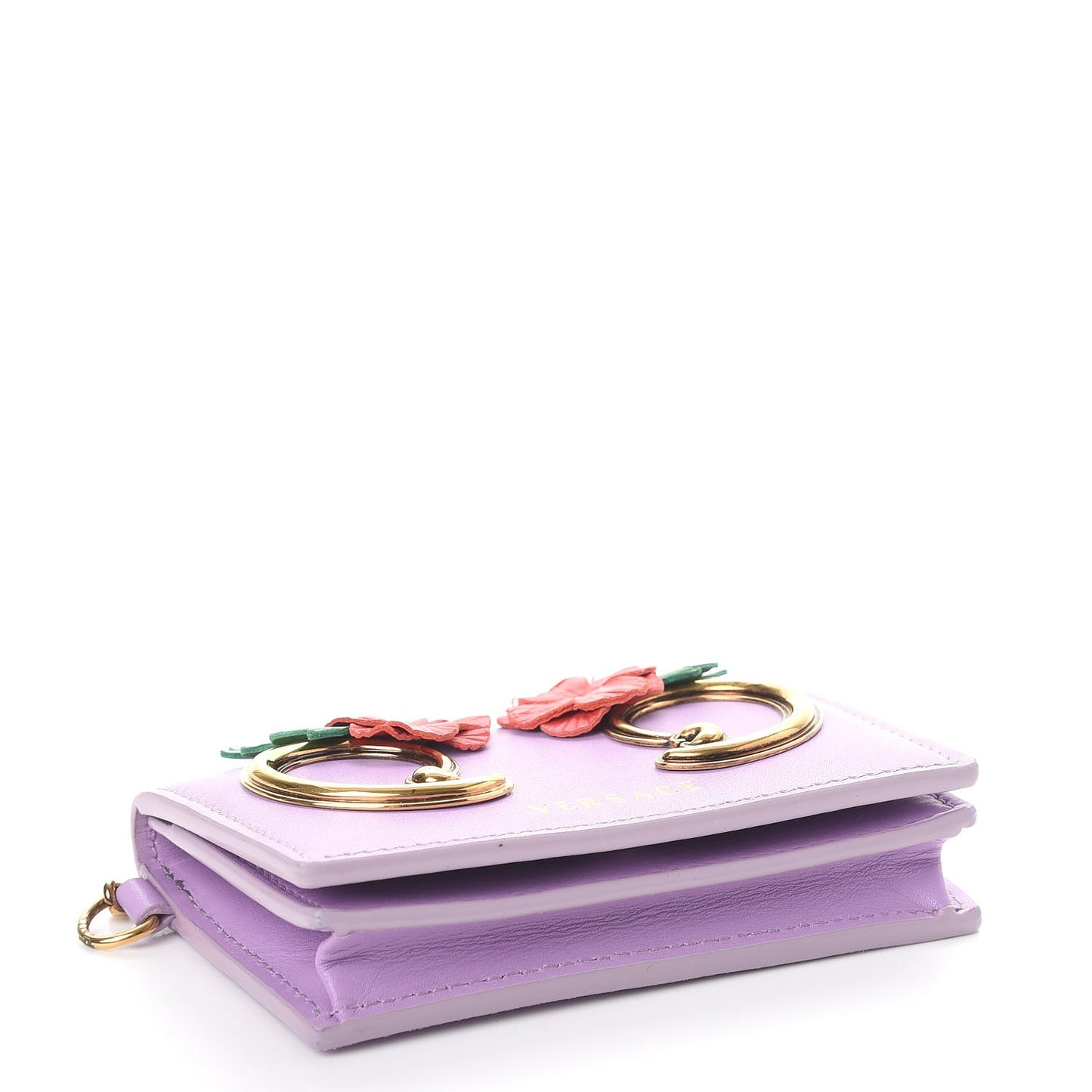 Calfskin Flower Barocco Coin Pouch Violet