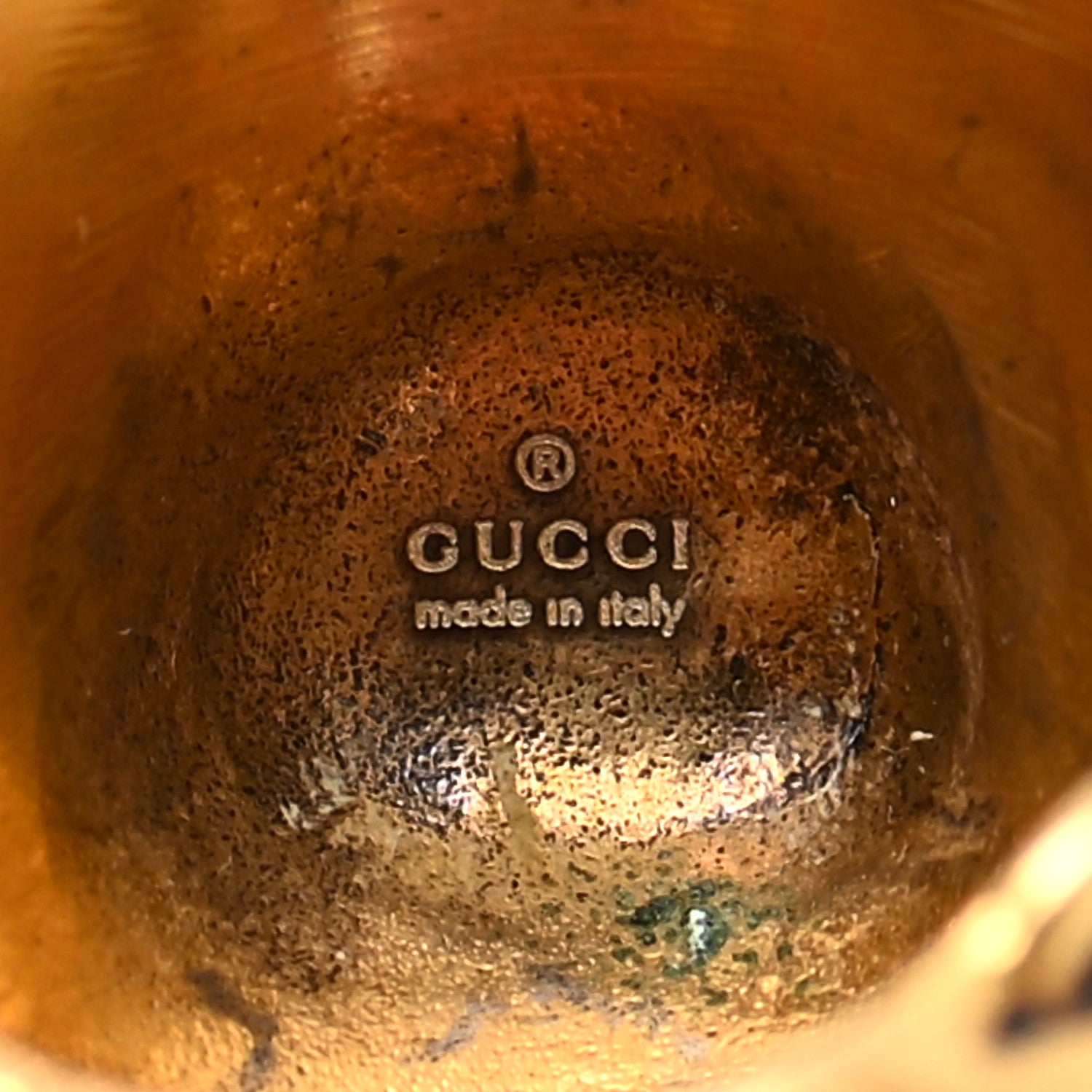 Gucci Metal Crystal Lion Head Ring 5.25 Purple Aged Gold 5 of 7