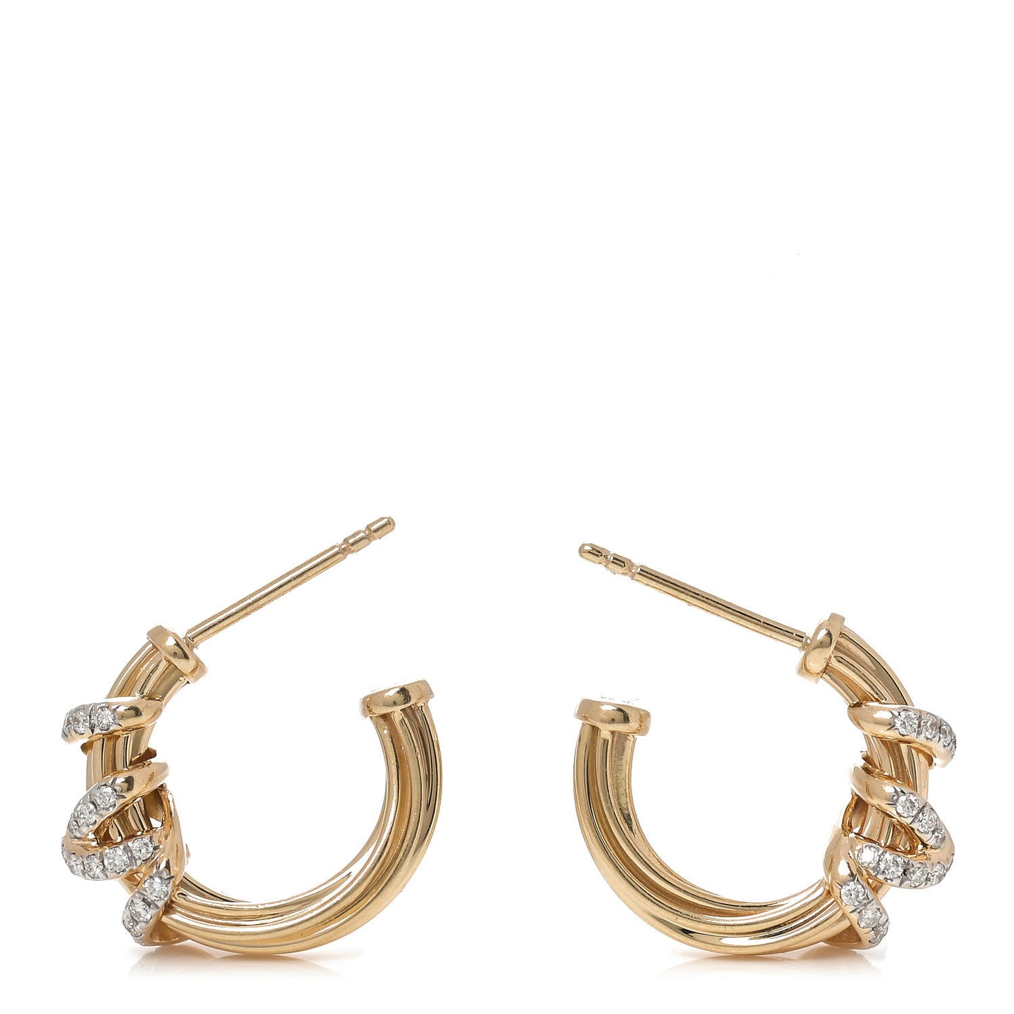 18K Yellow Gold Diamond Helena Small Hoop Earrings