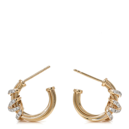 David Yurman 18K Yellow Gold Diamond Helena Small Hoop Earrings 3 of 4