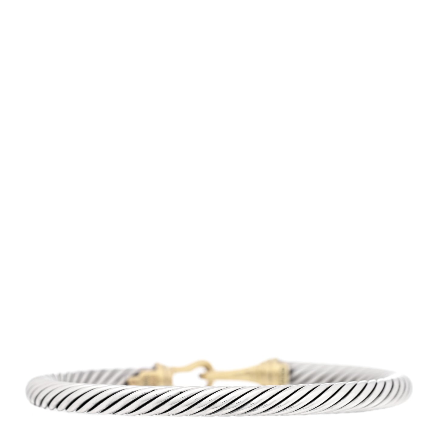 Sterling Silver 14K Yellow Gold 5mm Cable Classic Buckle Bracelet