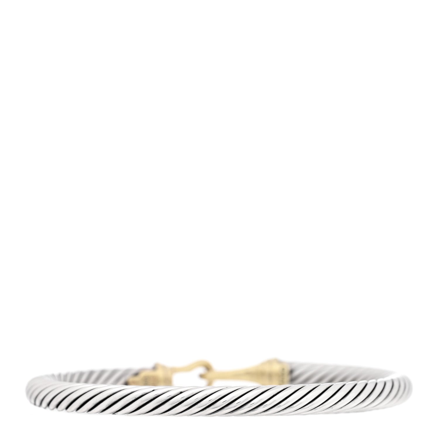 David Yurman Sterling Silver 14K Yellow Gold 5mm Cable Classic Buckle Bracelet 2 of 3