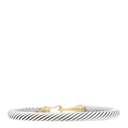 David Yurman Sterling Silver 14K Yellow Gold 5mm Cable Classic Buckle Bracelet 2 of 3